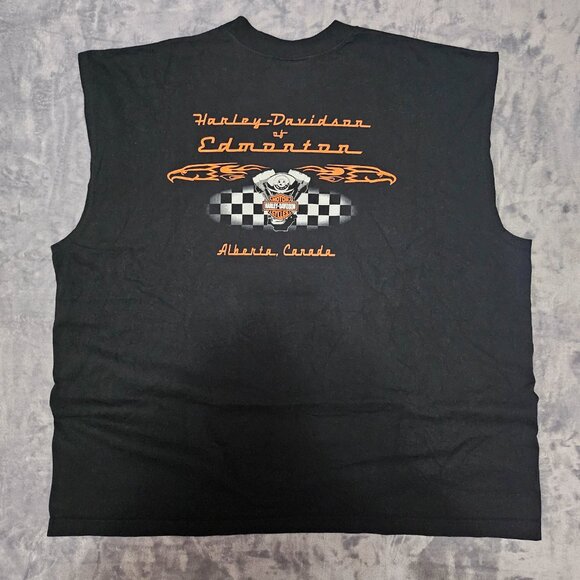 VINTAGE Harley Davidson Men's 2XL Black Motorcycle Tank Top Y2K Edmonton Alberta - Picture 2 of 8